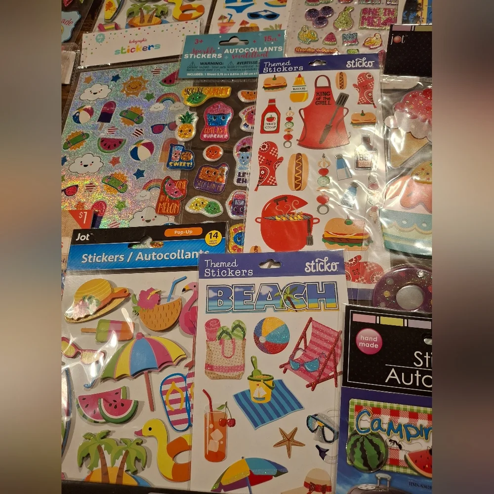 Sticker Lot Pack Scrapbook Embellishments Planner Puffy 3D Shaker Summer Beach p